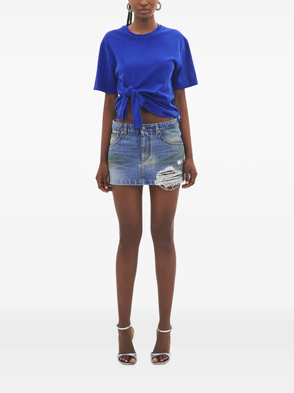 AREA T-shirt met geknoopt detail Blauw
