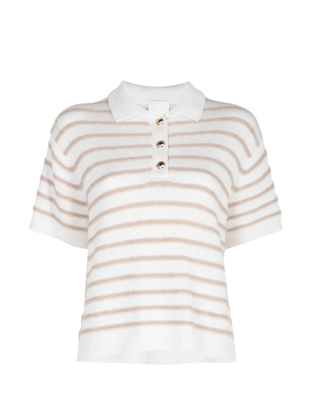 Allude striped short-sleeve polo top · M