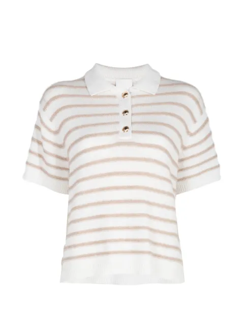 Allude striped short-sleeve polo top