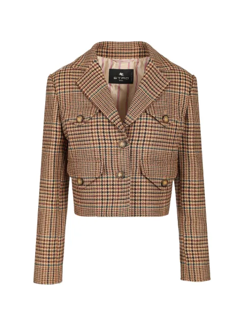 ETRO houndstooth-pattern cropped blazer