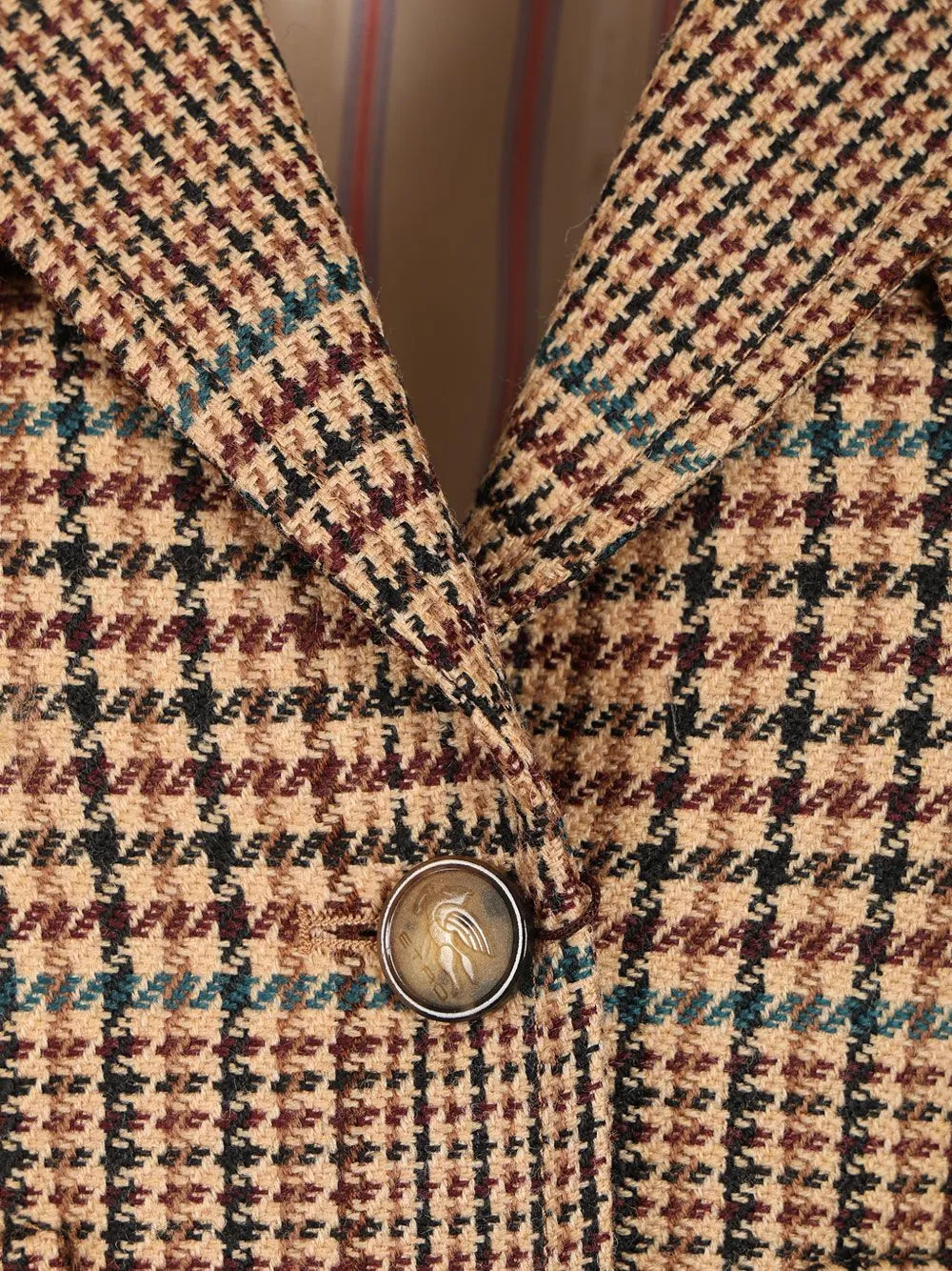 Etro Houndstooth-pattern Cropped Blazer In Brown