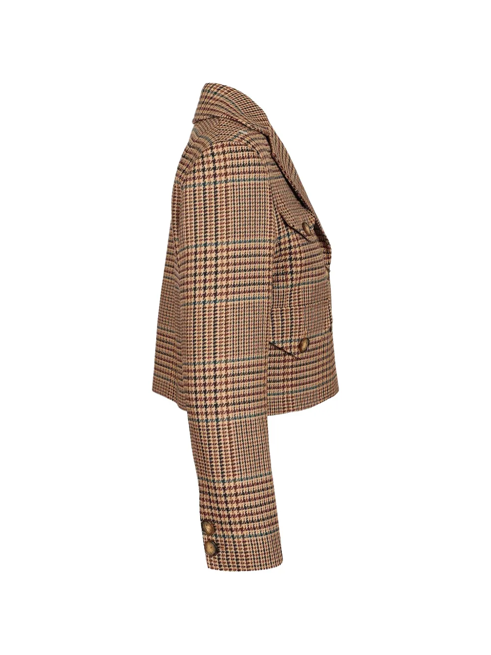 Etro Houndstooth-pattern Cropped Blazer In Brown