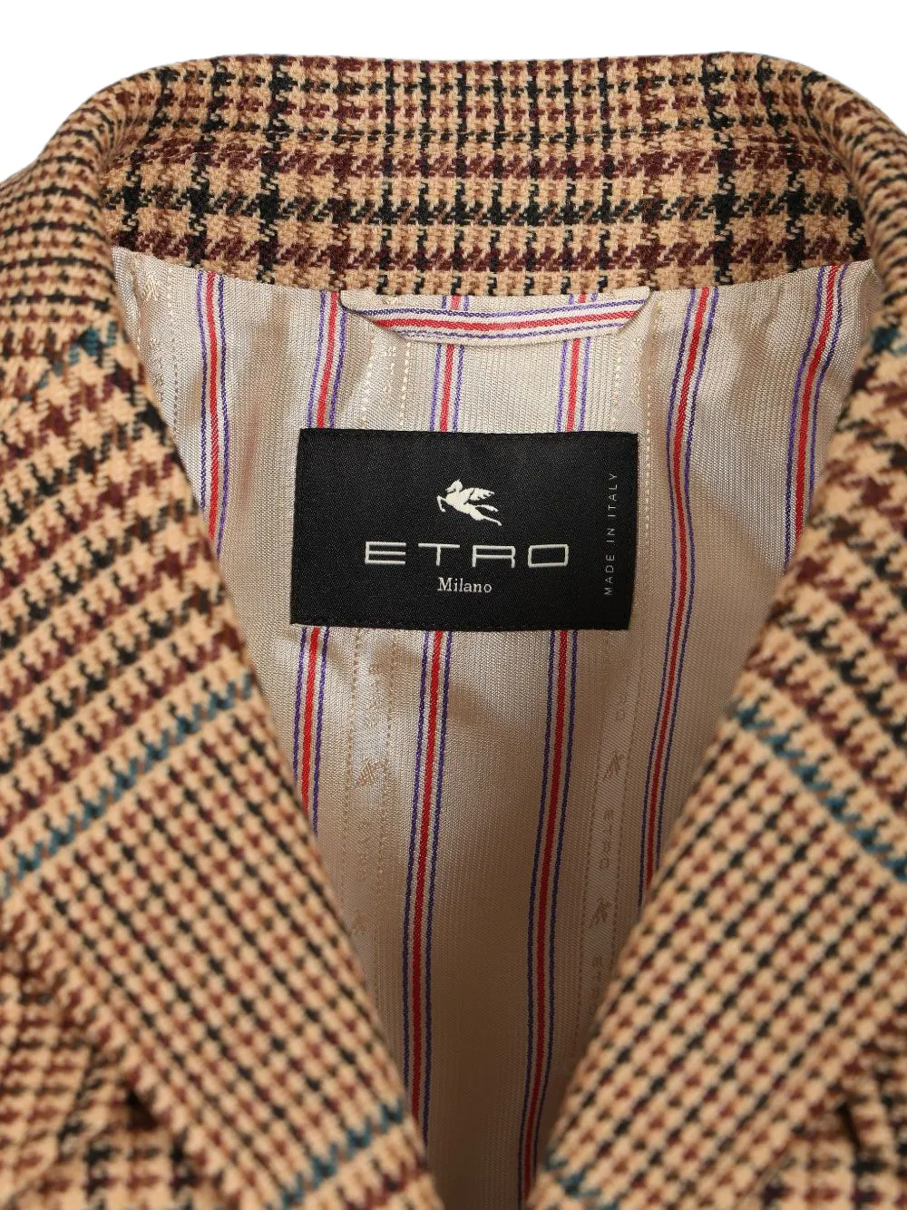 Etro Houndstooth-pattern Cropped Blazer In Brown