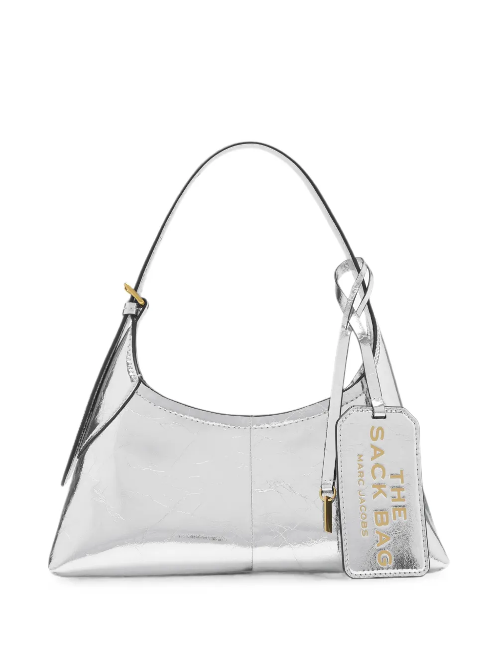 Marc Jacobs Sack metallic leren tas met ceintuur en gekreukt effect Zilver