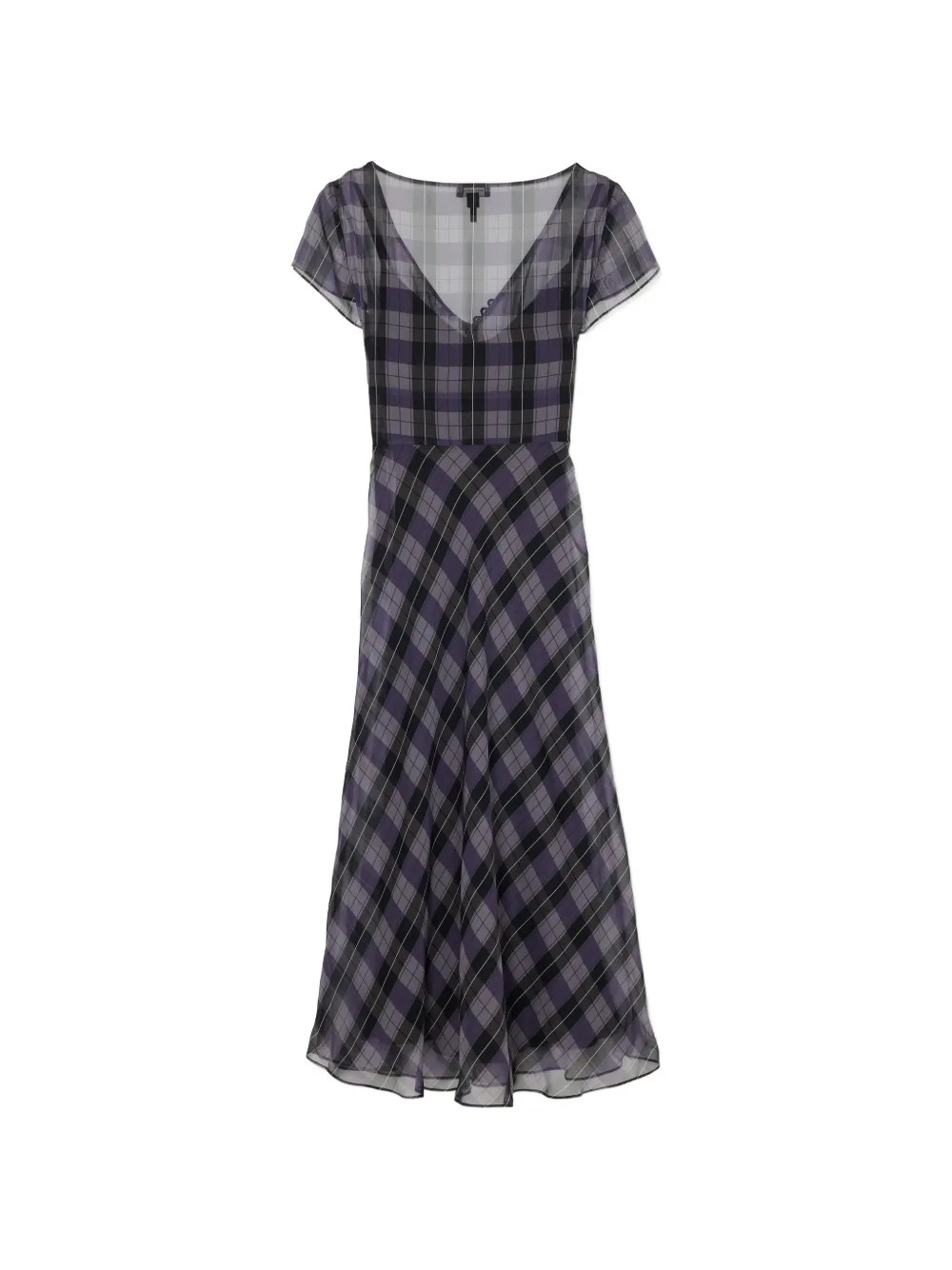 Marc Jacobs Geruite chiffon midi-jurk Paars