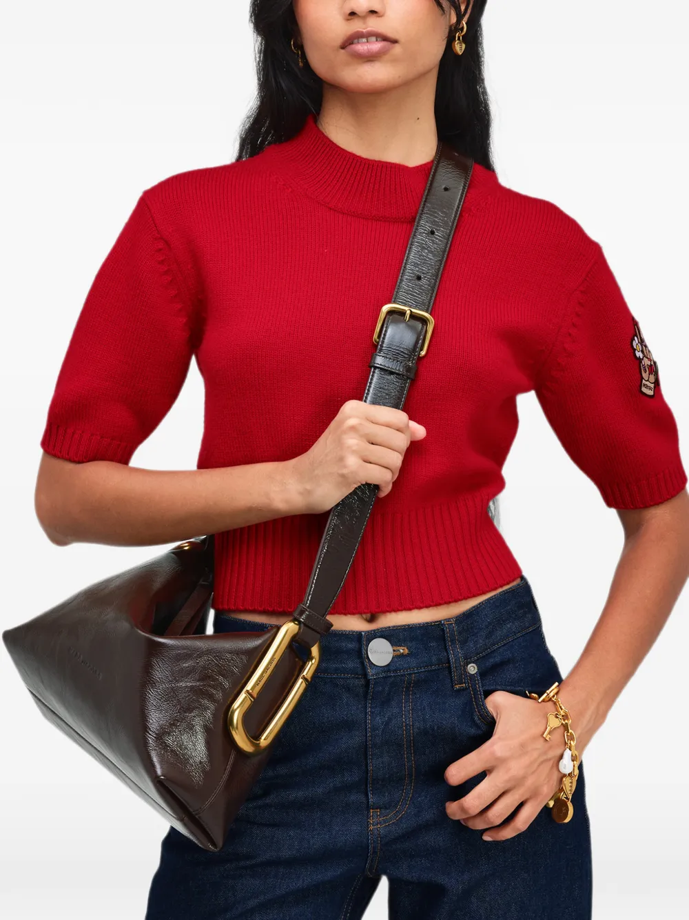 Marc Jacobs Medium Scene leren schoudertas met gekreukt effect Bruin