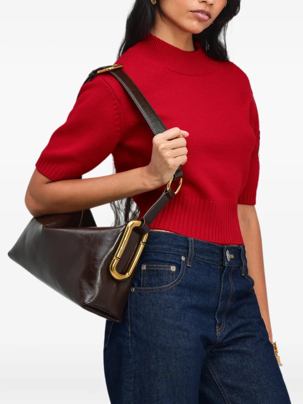 Marc Jacobs Medium Scene leren schoudertas met gekreukt effect Bruin