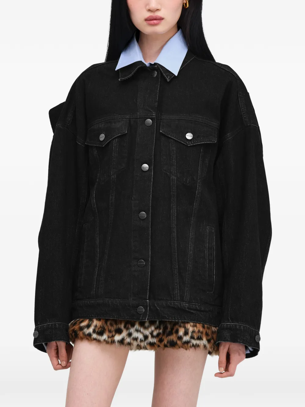 Marc Jacobs Oversized trucker jack met strik Zwart