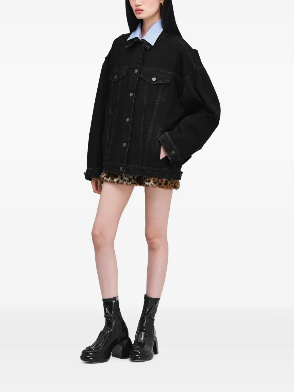 Marc Jacobs Oversized trucker jack met strik Zwart