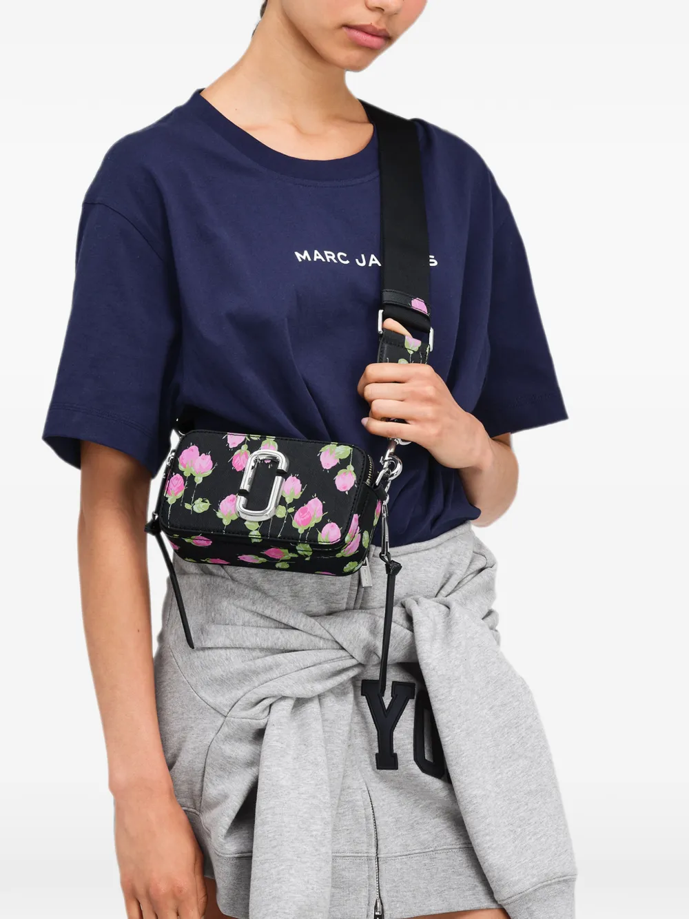 Marc Jacobs Snapshot tas met bloemen Zwart
