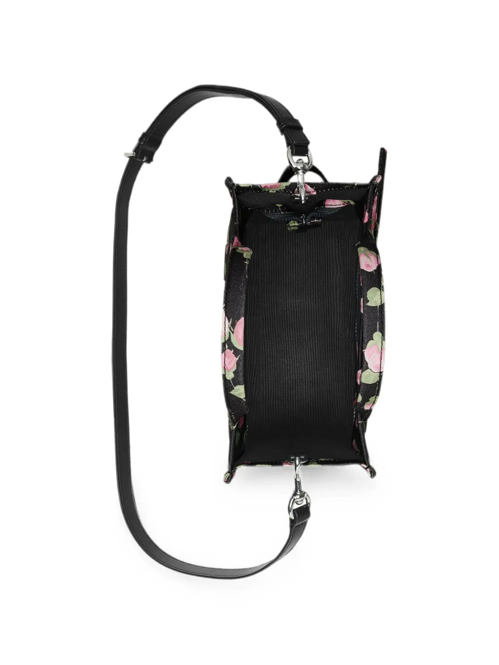 Marc Jacobs Kleine shopper in canvas met bloemen en oversized strik Zwart