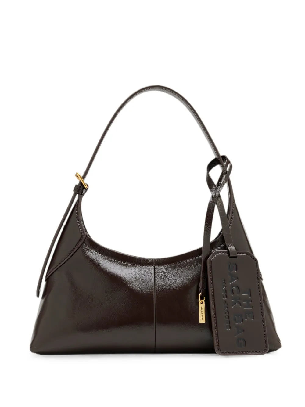Marc Jacobs small belted Sack bag in crinkle leather - Marrone