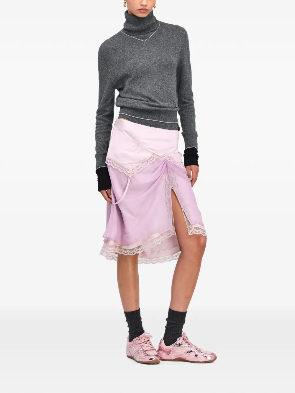 Marc Jacobs Gelaagde satijnen rok Roze