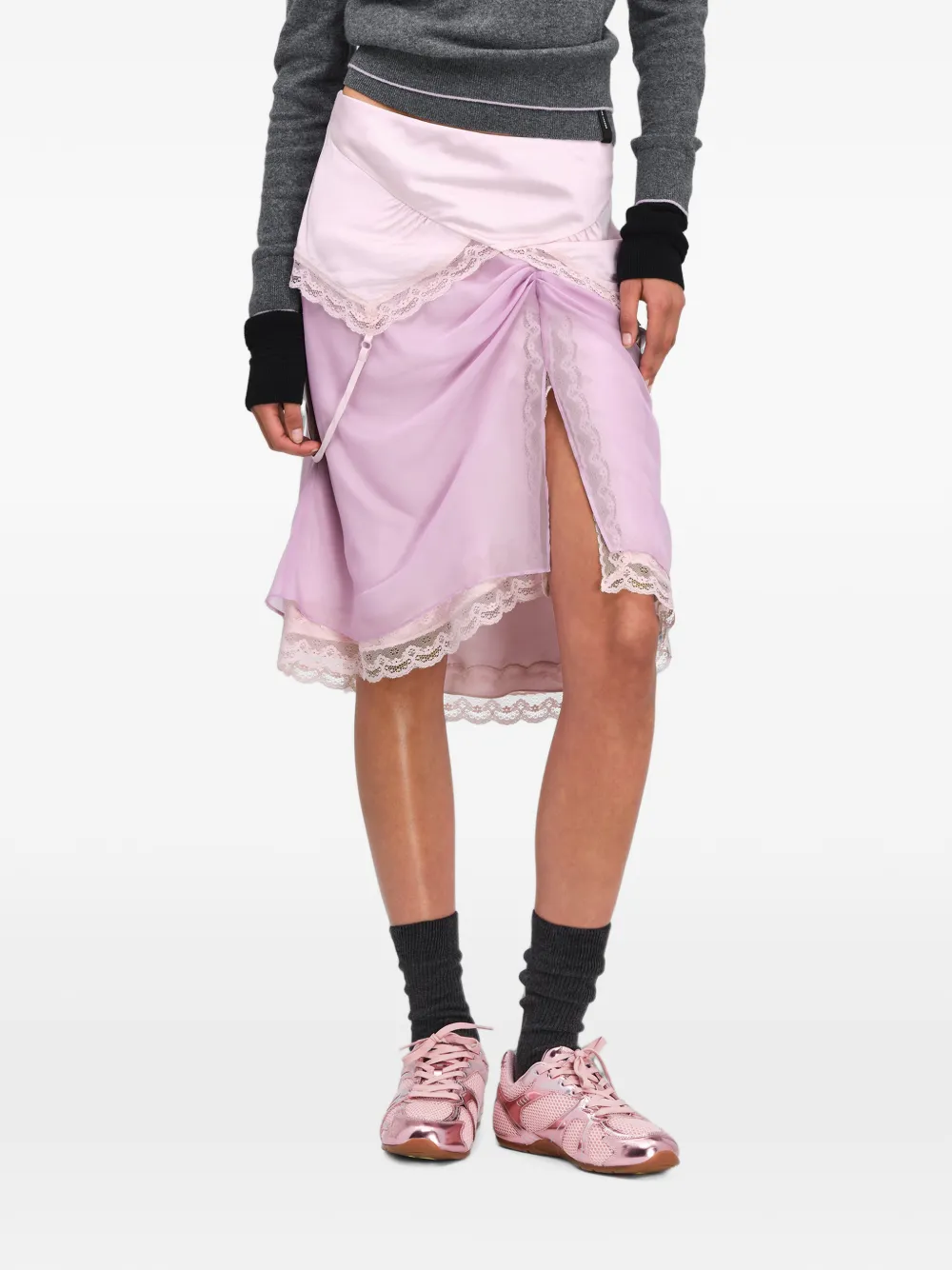 Marc Jacobs Gelaagde satijnen rok Roze