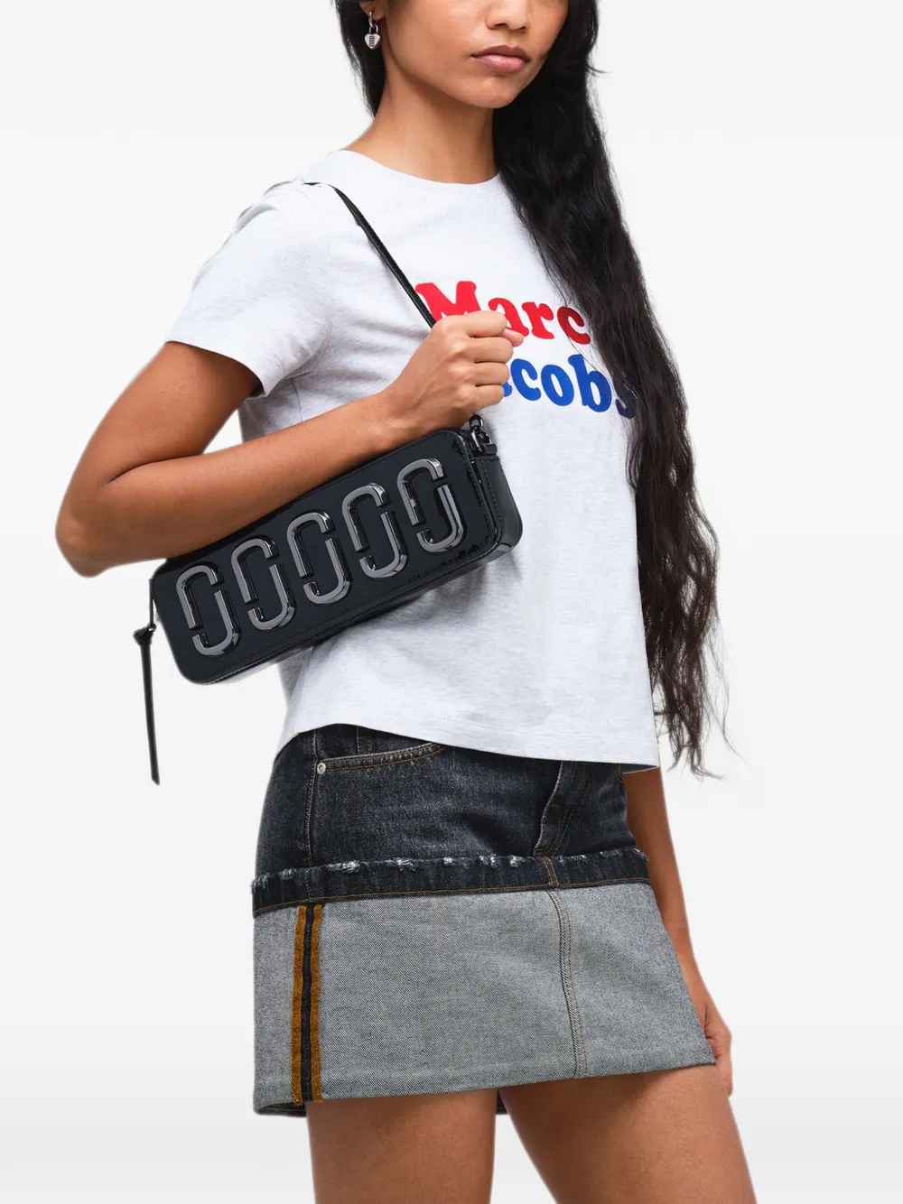 Marc Jacobs Snapshot E W DTM lakleren schoudertas Zwart
