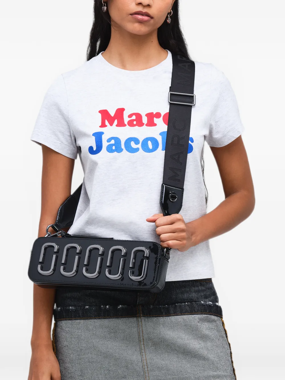 Marc Jacobs Snapshot E W DTM lakleren schoudertas Zwart
