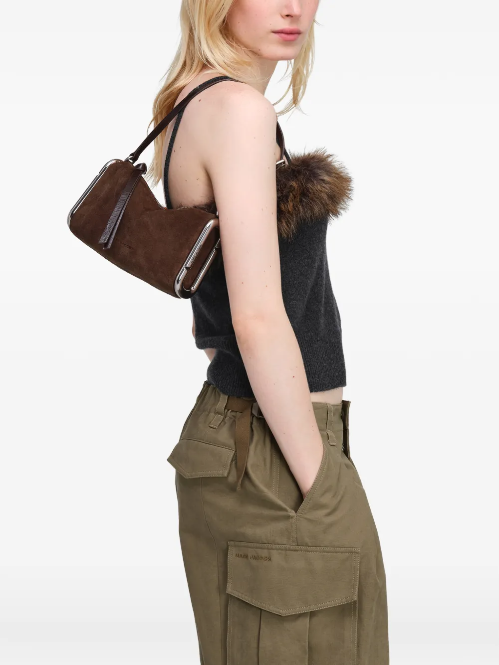 Marc Jacobs Scene kleine suède schoudertas Bruin