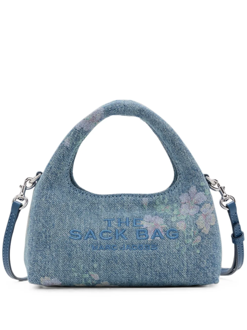 Marc Jacobs Sack mini-crossbodytas van denim met bloemen Blauw