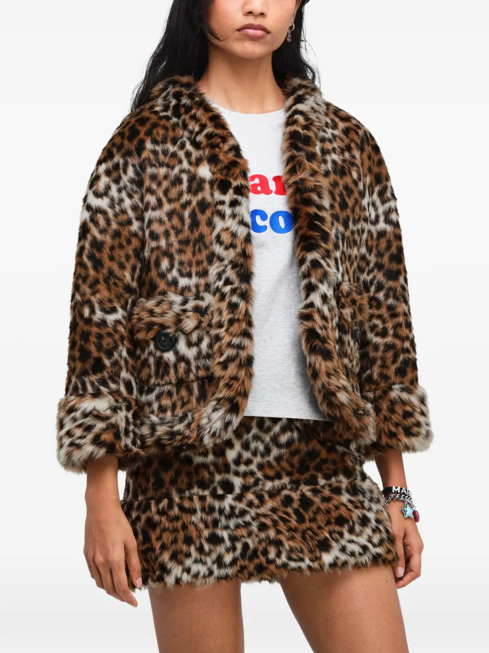 Marc Jacobs Jack met imitatiebont en luipaard-print Bruin