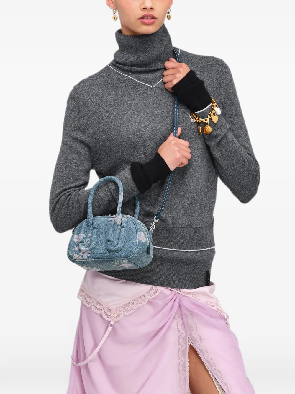 Marc Jacobs Babe denim mini-handtas met bloemen Blauw