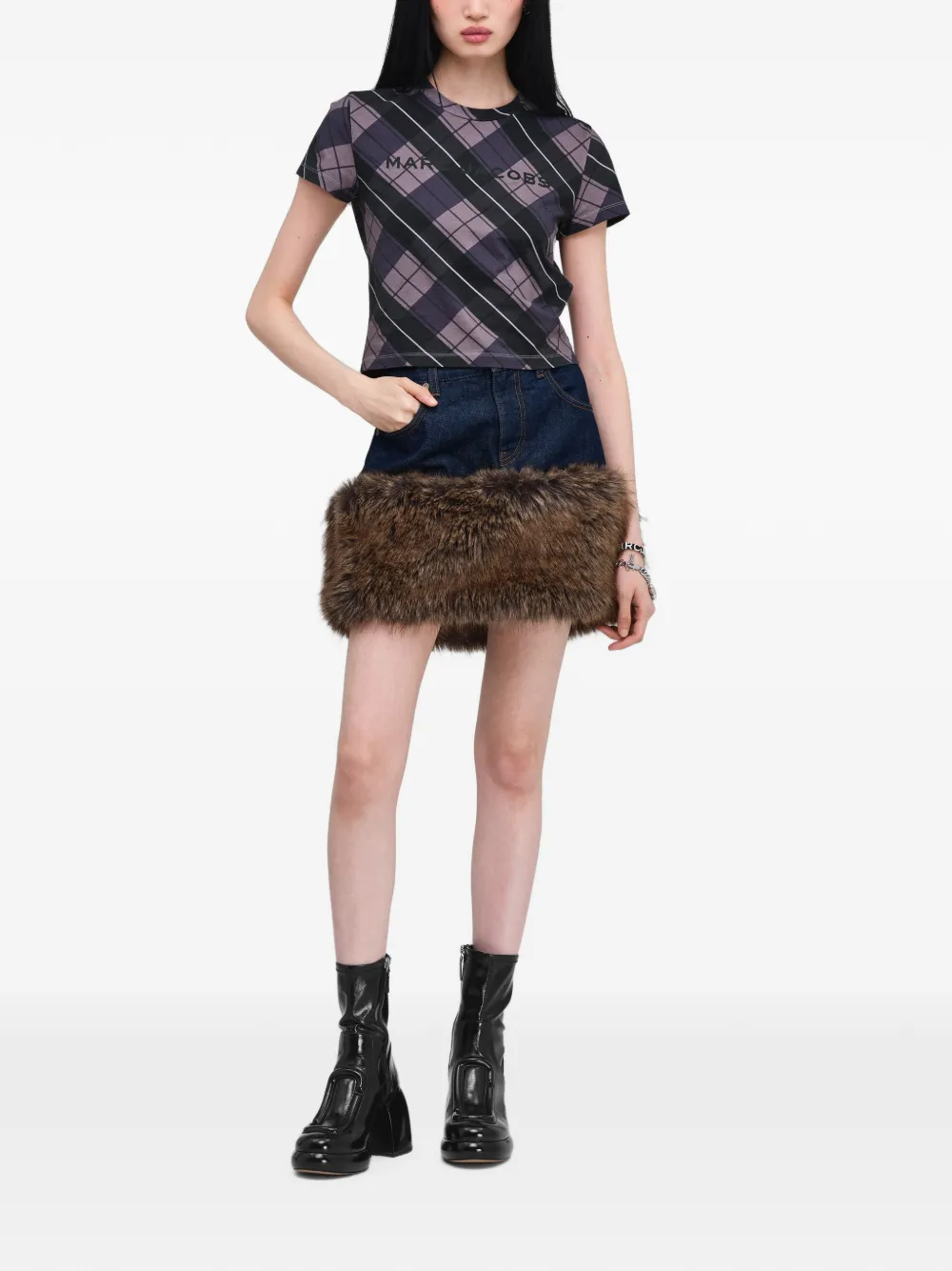 Marc Jacobs Denim mini-rok van imitatiebont Blauw