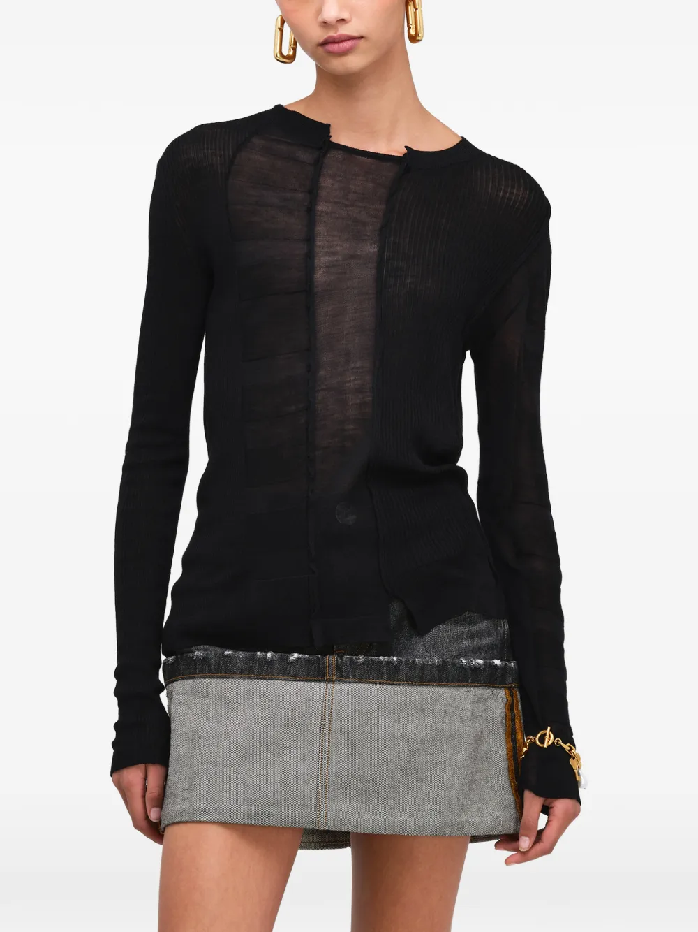 Marc Jacobs Gebreide top met doorzichtig vlakken Zwart