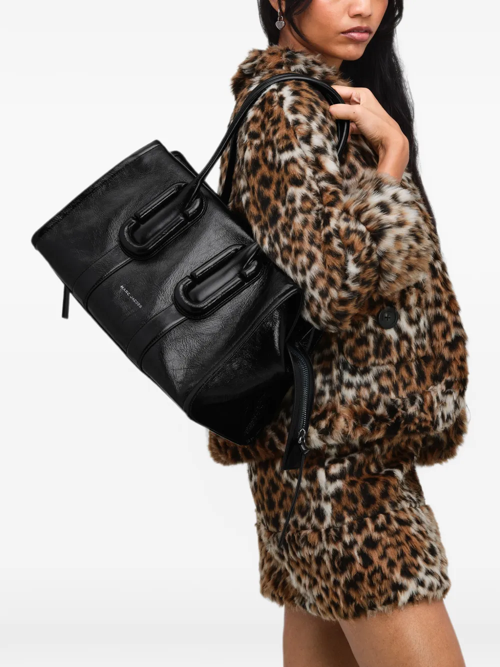 Marc Jacobs Babe City shopper van gekreukt leer Zwart
