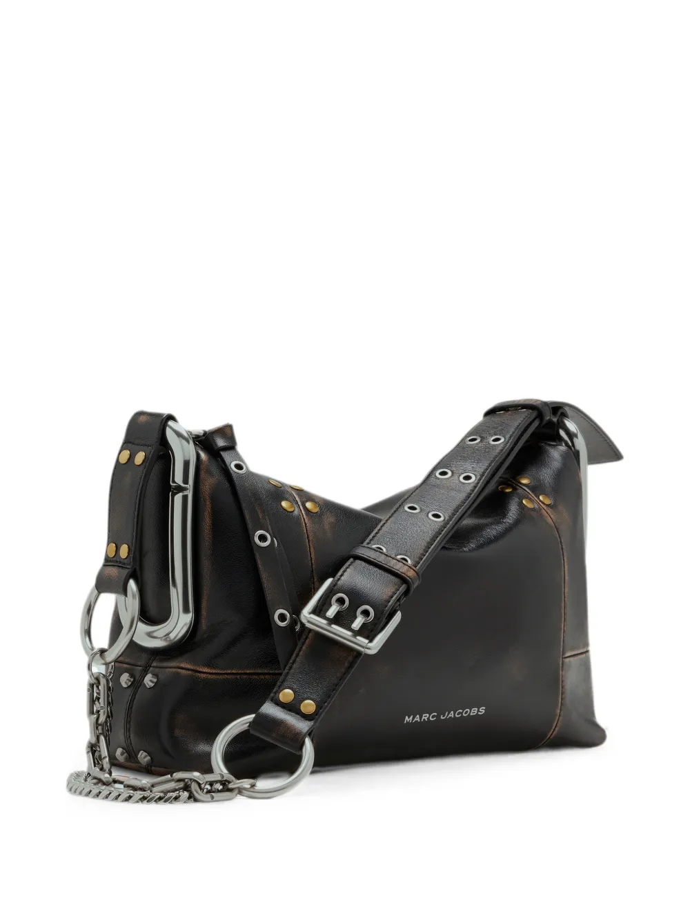 Marc Jacobs Medium Scene gerafelde leren schoudertas met studs Zwart