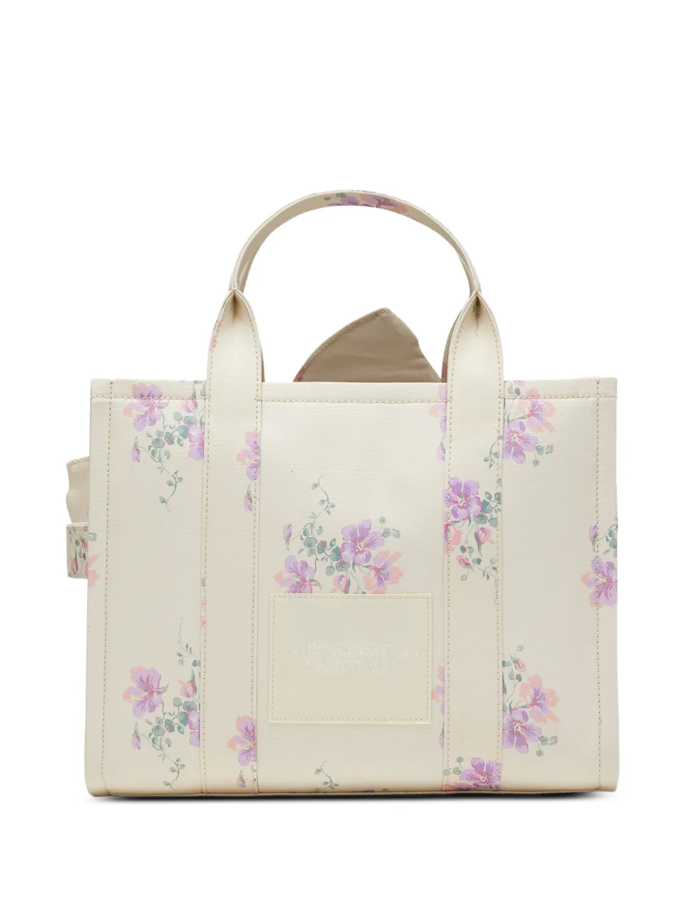 Marc Jacobs Medium canvas shopper met bloemen en oversized strik Beige