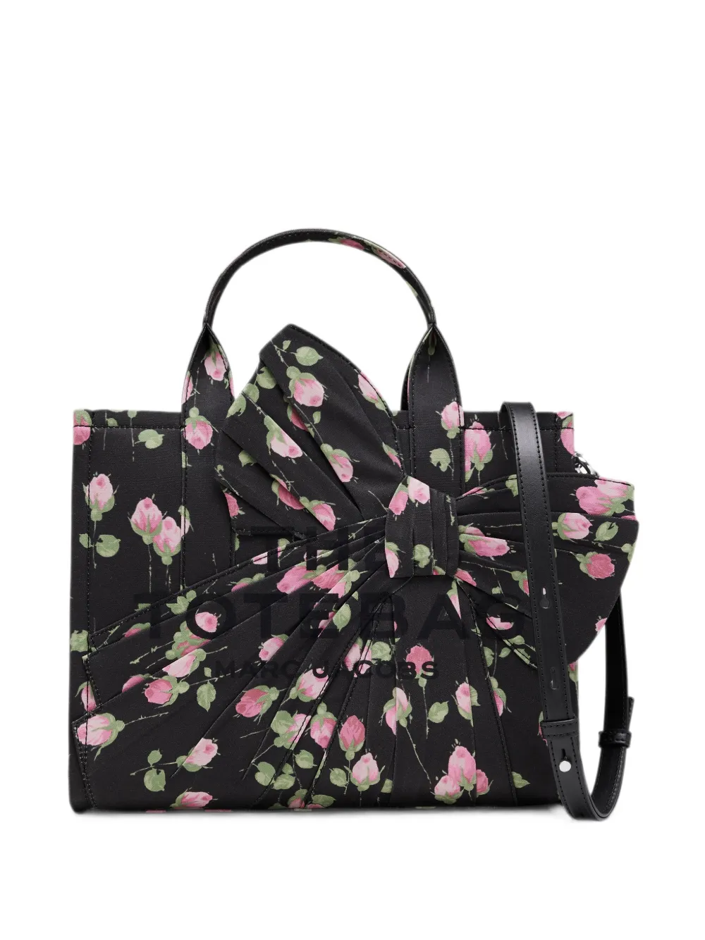Marc Jacobs medium Tote bag in vintage floral canvas with oversized bow - Nero