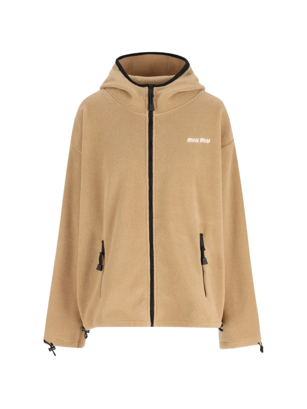 Miu Miu logo-embroidered zip-up hoodie - Toni neutri