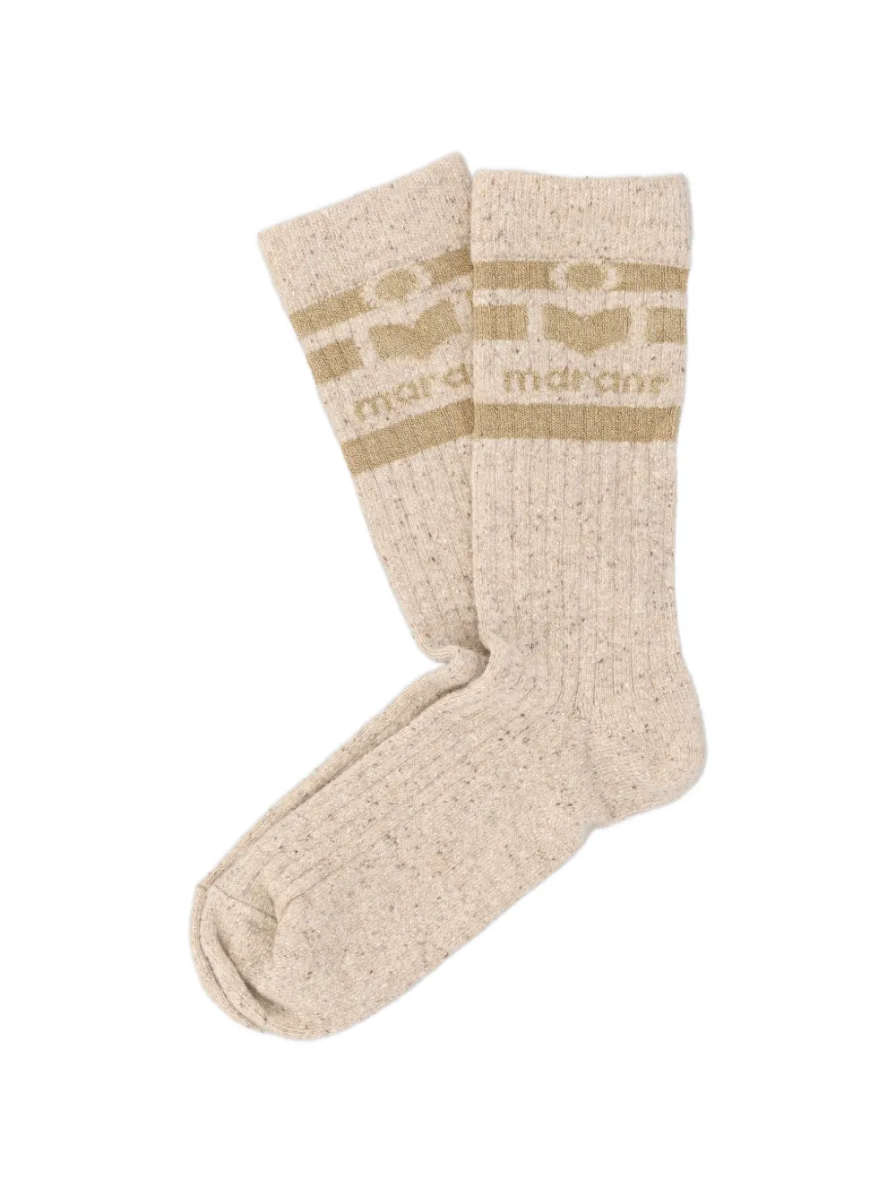 ISABEL MARANT logo-intarsia ribbed-knit socks - Toni neutri