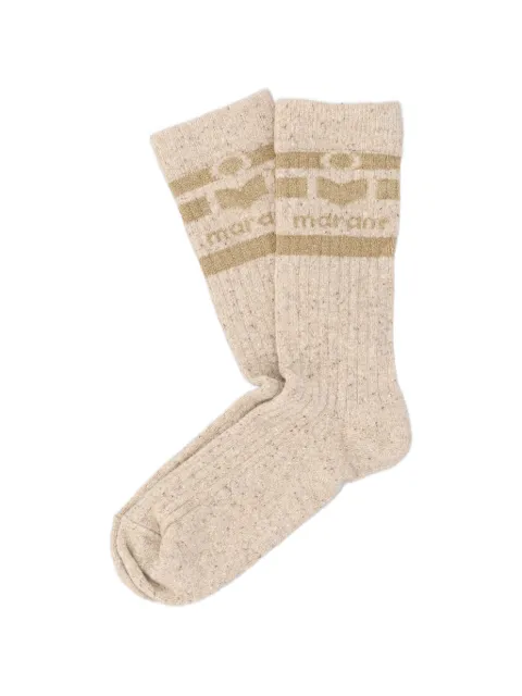 ISABEL MARANT logo-intarsia ribbed-knit socks
