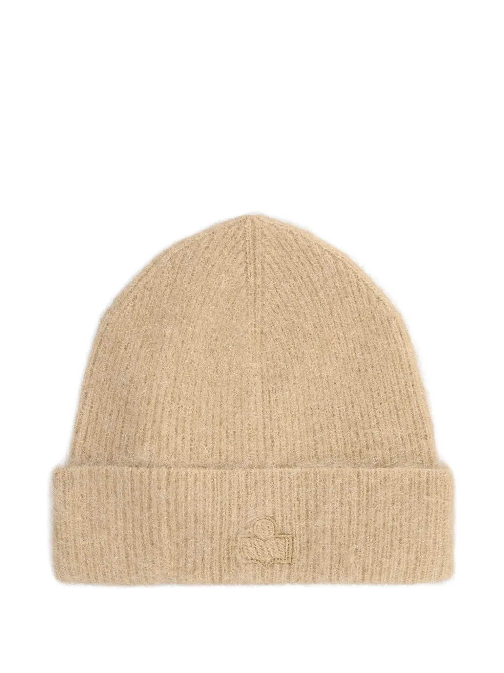 ISABEL MARANT logo-patch ribbed-knit beanie hat - Nude