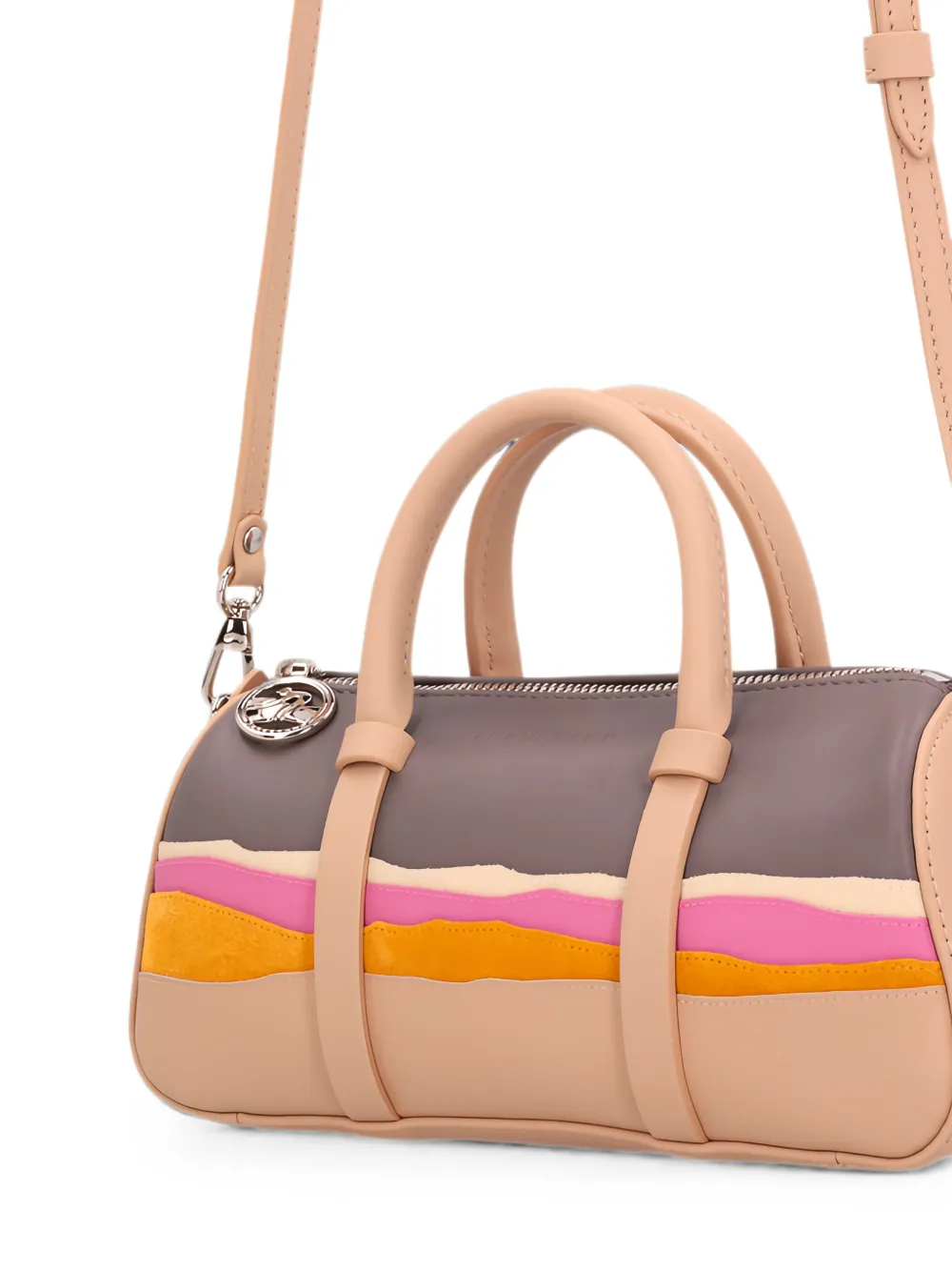 Longchamp x Caroline Hélain kleine reistas met patchwork Beige