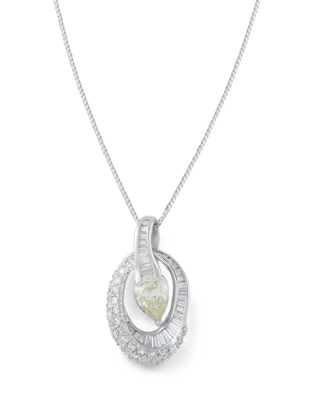 LB Exclusive diamond oval-halo necklace - Silber