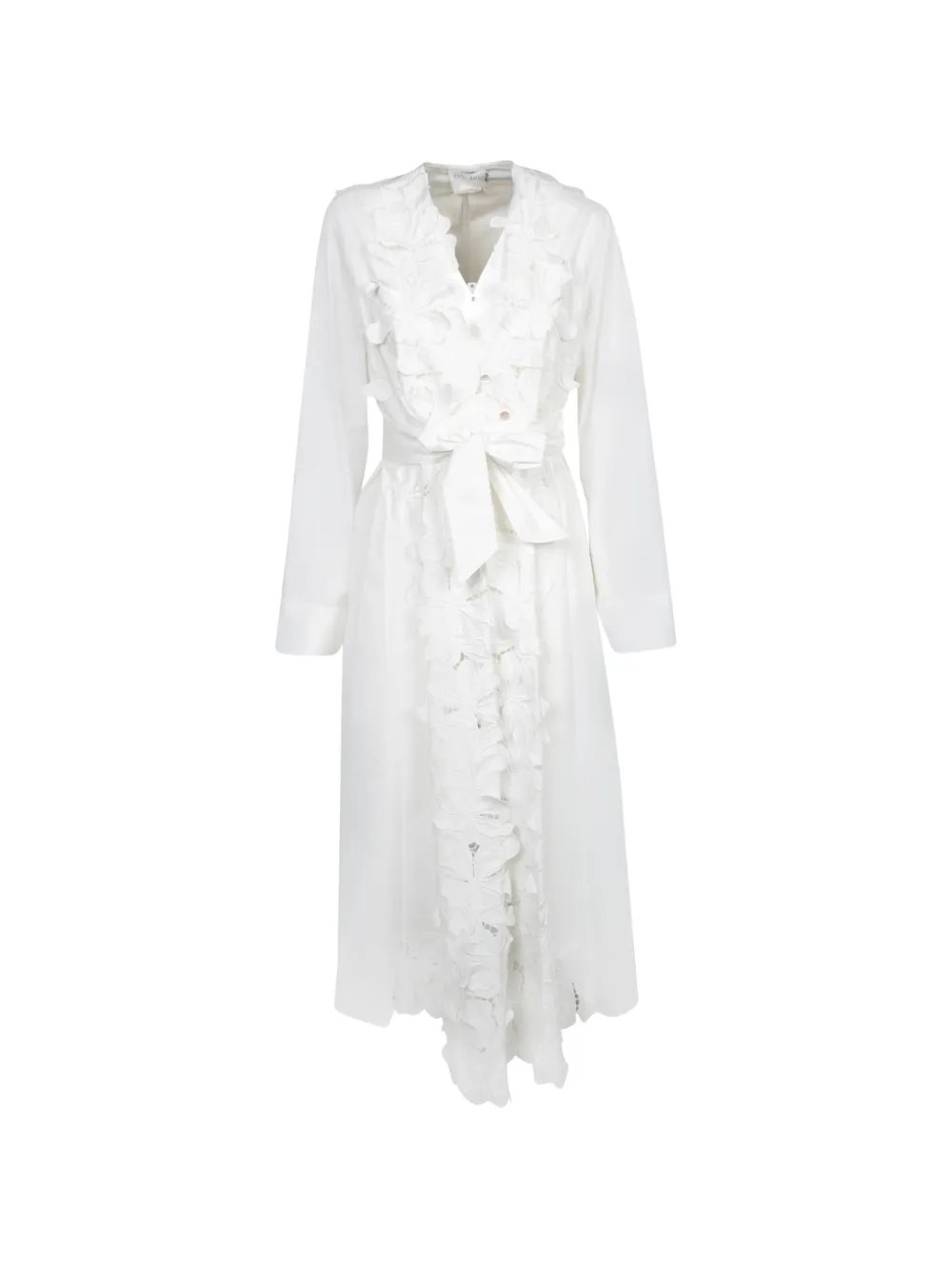Forte Forte floral-appliqué belted dress - Bianco