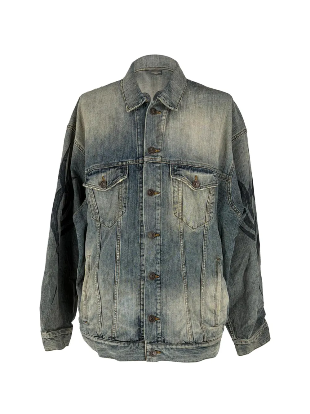 Balenciaga Pre-Owned graphic-print denim jacket - Blau