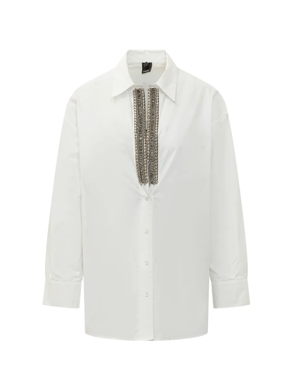 PINKO Capirai crystal-embellished poplin shirt - White