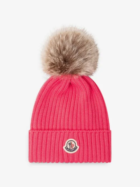Moncler Enfant bonnet nervuré à pompon