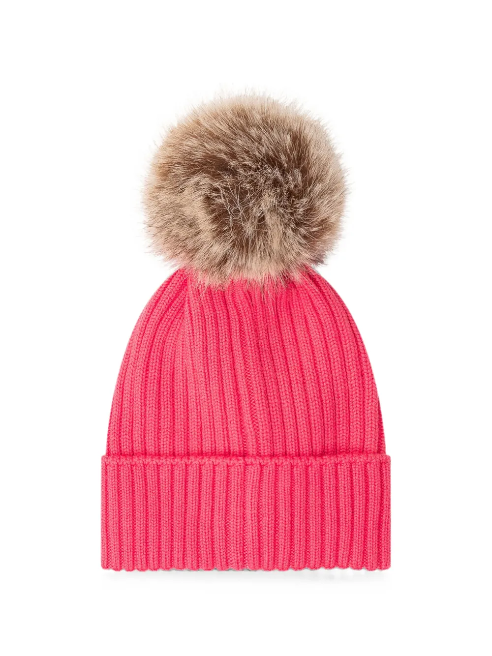 Moncler Enfant Geribbelde muts met pompon Roze