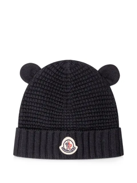 Moncler Enfant ear-detail waffle-knit beanie hat
