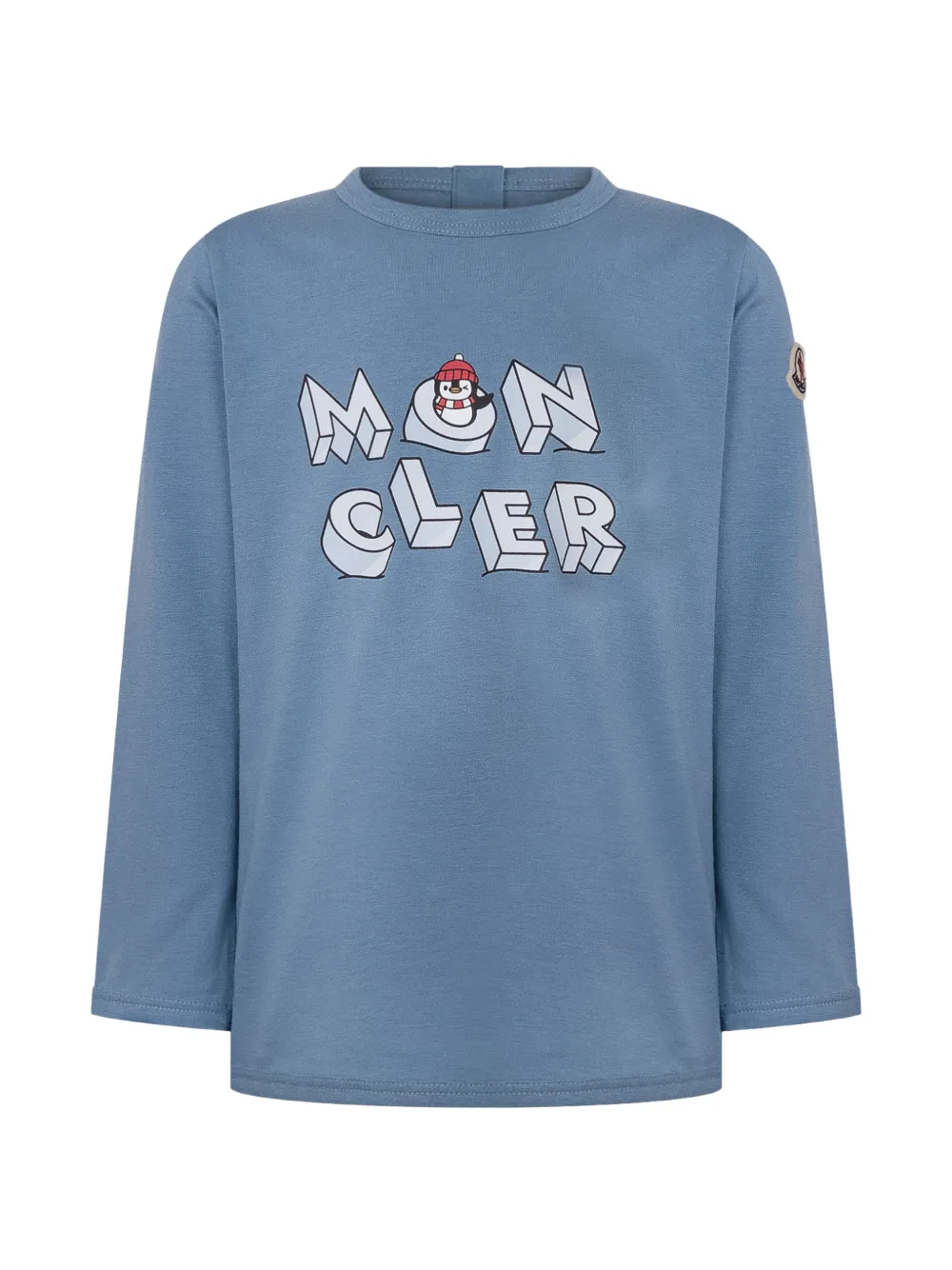Moncler Enfant T-shirt met lange mouwen en logo-print Blauw