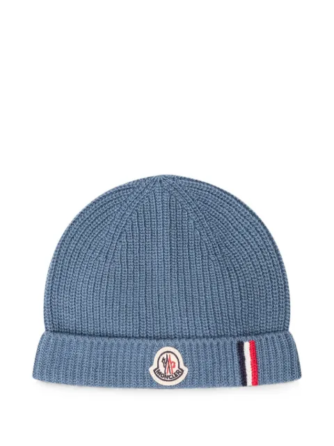 Moncler Enfant logo-patch ribbed-knit beanie hat