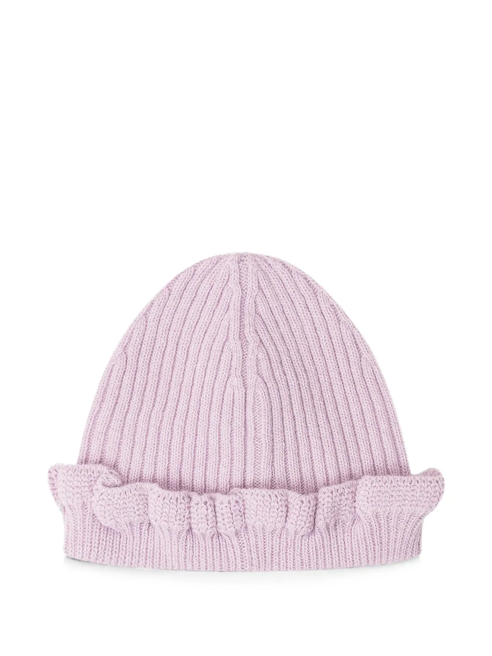 Moncler Enfant logo-patch ruffled beanie hat Paars