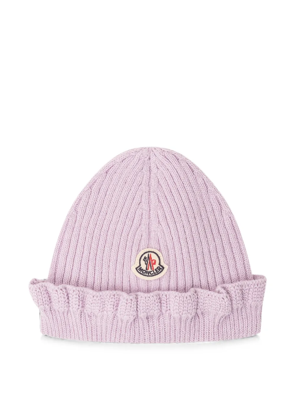Moncler Enfant logo-patch ruffled beanie hat Paars