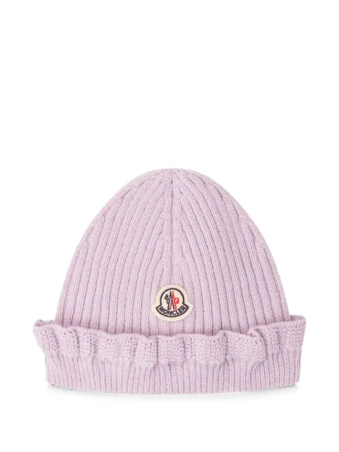Moncler Enfant logo-patch ruffled beanie hat
