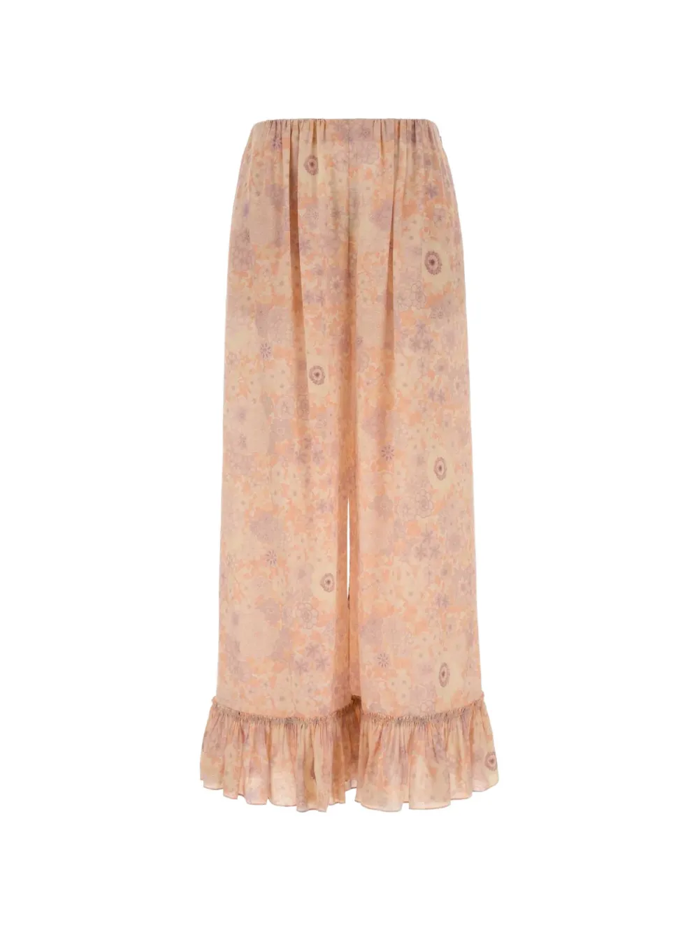 Chloé floral-print ruffled trousers - Nude