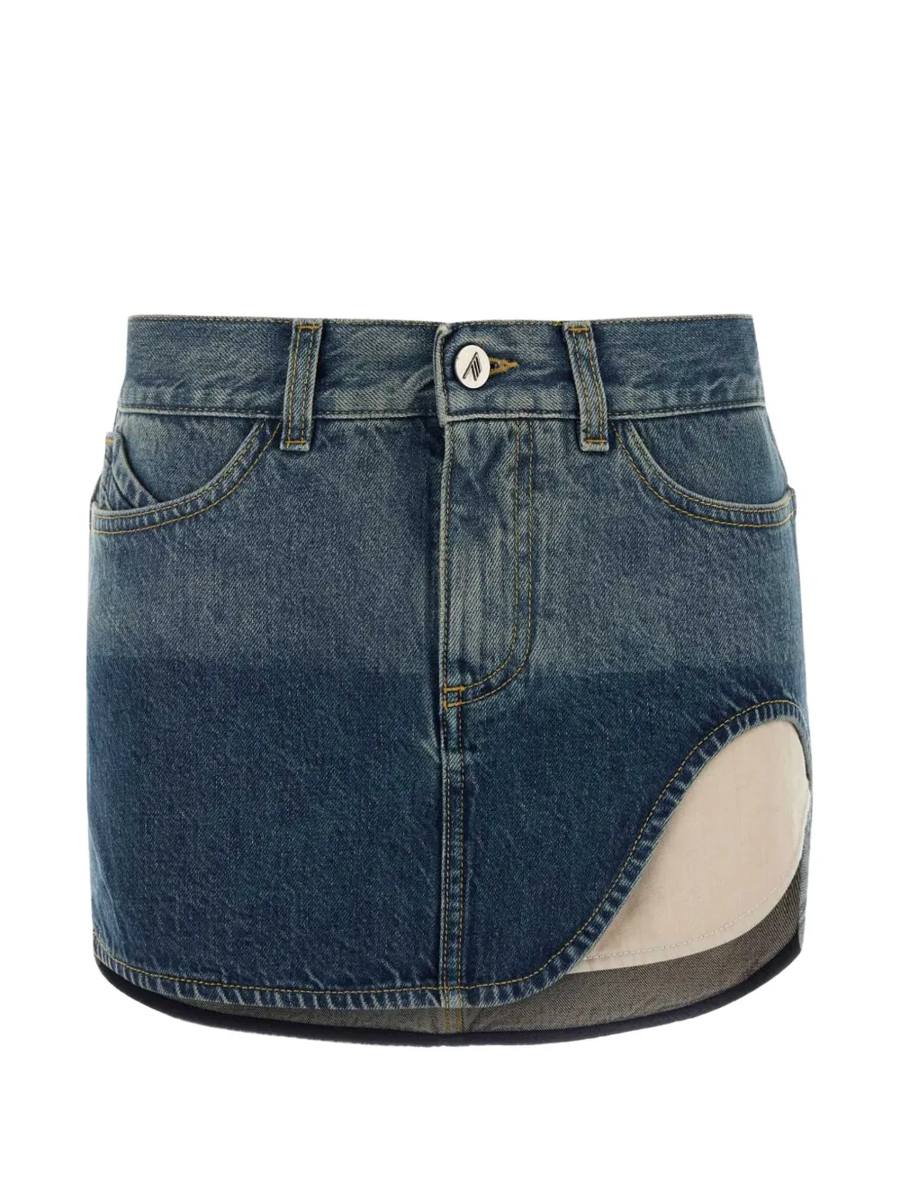 The Attico cut-out denim skirt - Blau