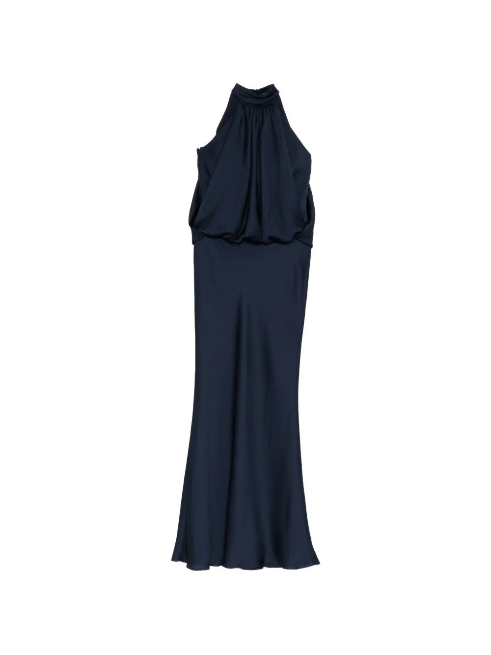 Amsale hammered-satin halter dress Blauw